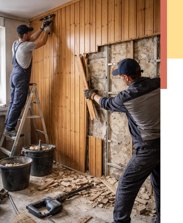 Демонтаж вагонки со стен в Сибае от 1490 руб. — снятие, удаление, срочно | ОТДЕЛОЧНИК-Сба