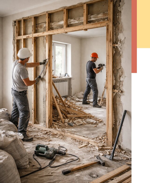 Демонтаж деревянных перегородок в Сибае от 3288 руб. — быстро и недорого | ОТДЕЛОЧНИК-Сба