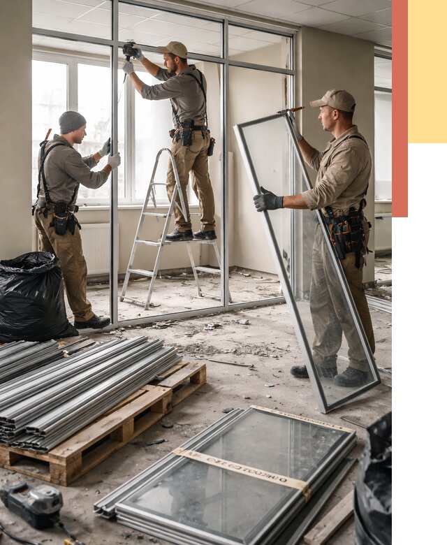 Демонтаж алюминиевых перегородок в Сибае от 4316 руб. — быстро и недорого | ОТДЕЛОЧНИК-Сба