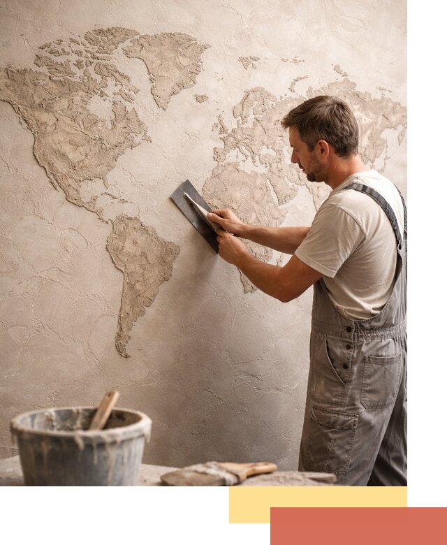 Декоративная штукатурка «Карта мира» под ключ в Сибае