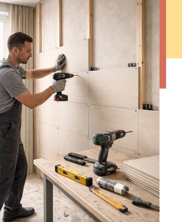 Монтаж МДФ панелей на стены в Сибае от 1285 руб. под ключ | ОТДЕЛОЧНИК-Сба