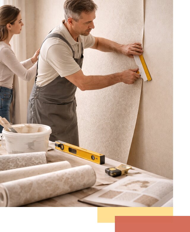 Поклейка обоев с подбором рисунка в Сибае