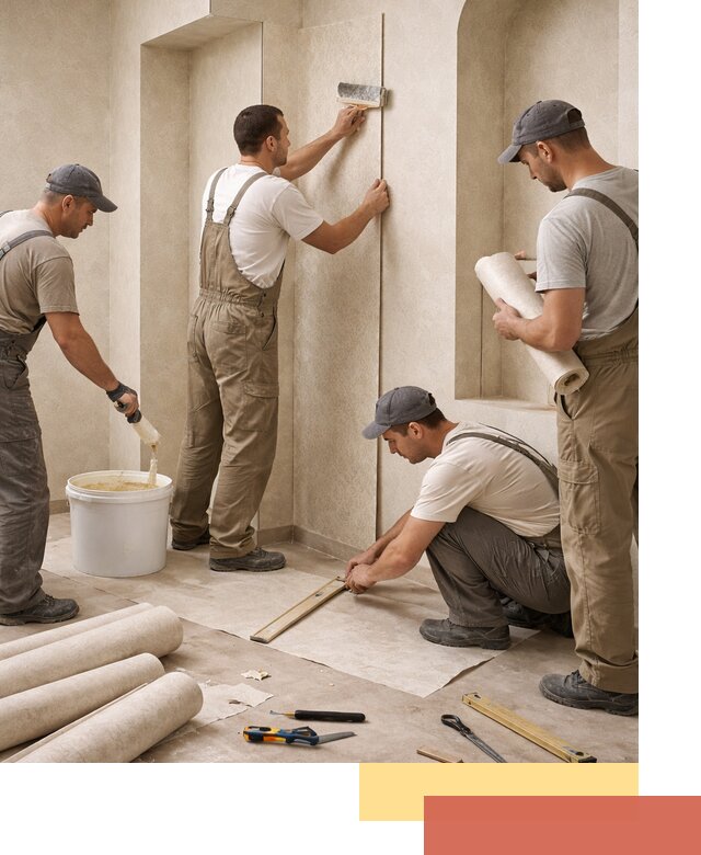 Поклейка обоев на сложные стены и неровные поверхности в Сибае