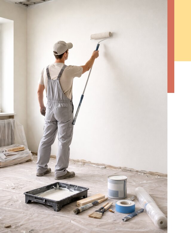 Покраска стен водоэмульсионной краской в Сибае от 462 руб. за м² | ОТДЕЛОЧНИК-Сба