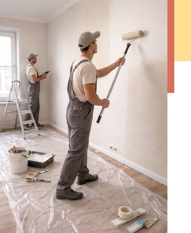 Покраска стен акриловой краской в Сибае от 3597 руб./м² — быстро и недорого | ОТДЕЛОЧНИК-Сба