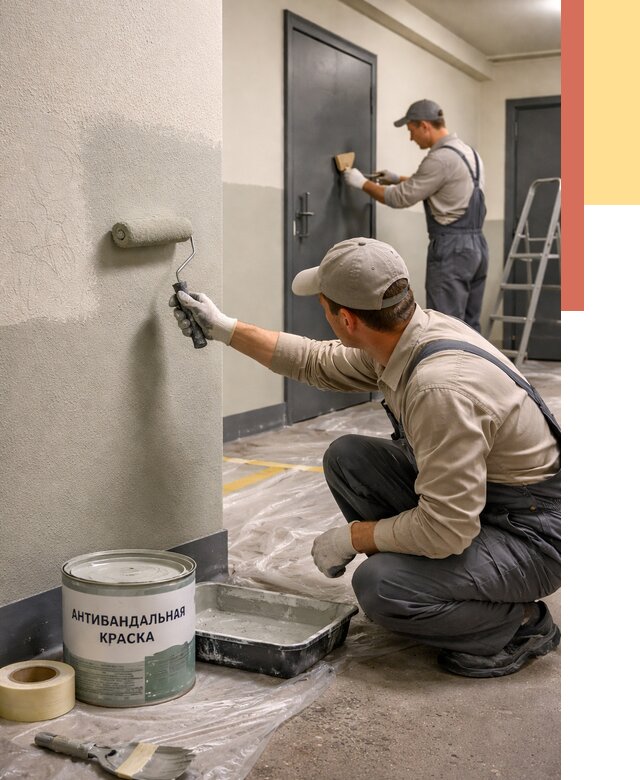 Покраска стен антивандальной краской в Сибае от 4624 руб./м² под ключ | ОТДЕЛОЧНИК-Сба