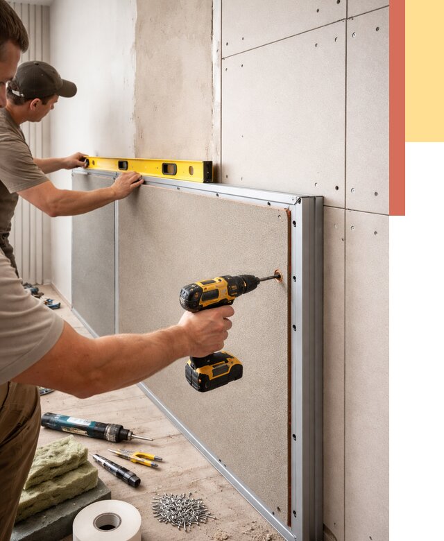 Шумоизоляция стен панелями ЗИПС в Сибае от 2261 руб./м² под ключ | ОТДЕЛОЧНИК-Сба