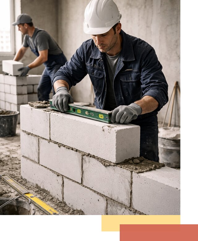 Кладка перегородок из пеноблока под ключ в Сибае