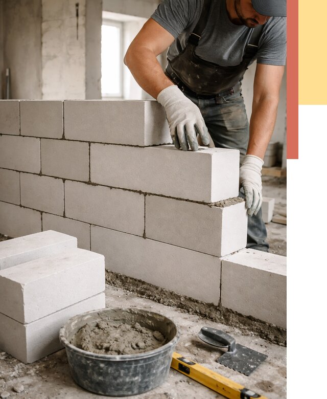 Кладка перегородок из силикатного блока в Сибае от 4110 руб. под ключ | ОТДЕЛОЧНИК-Сба