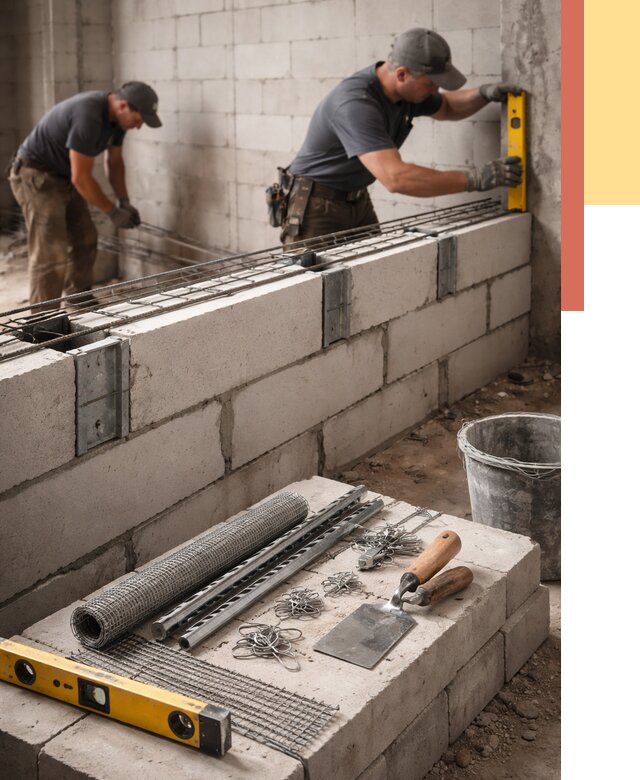 Армирование кладки перегородок в Сибае от 771 руб. под ключ | ОТДЕЛОЧНИК-Сба