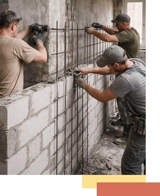 Армирование кладки перегородок в Сибае профессионально и надёжно