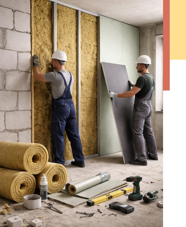 Шумоизоляция перегородок из блоков в Сибае от 1901 руб./м² — быстро и недорого | ОТДЕЛОЧНИК-Сба