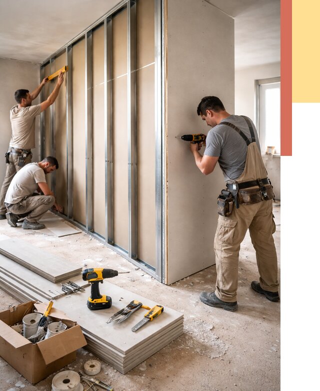 Монтаж однослойной перегородки из гипсокартона в Сибае от 668 руб. | ОТДЕЛОЧНИК-Сба