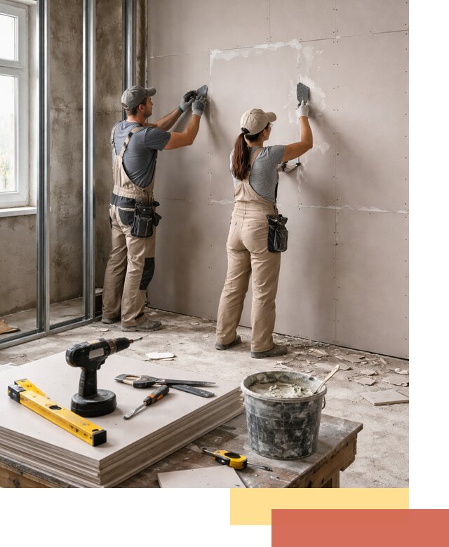 Монтаж двухслойной перегородки из гипсокартона в Сибае