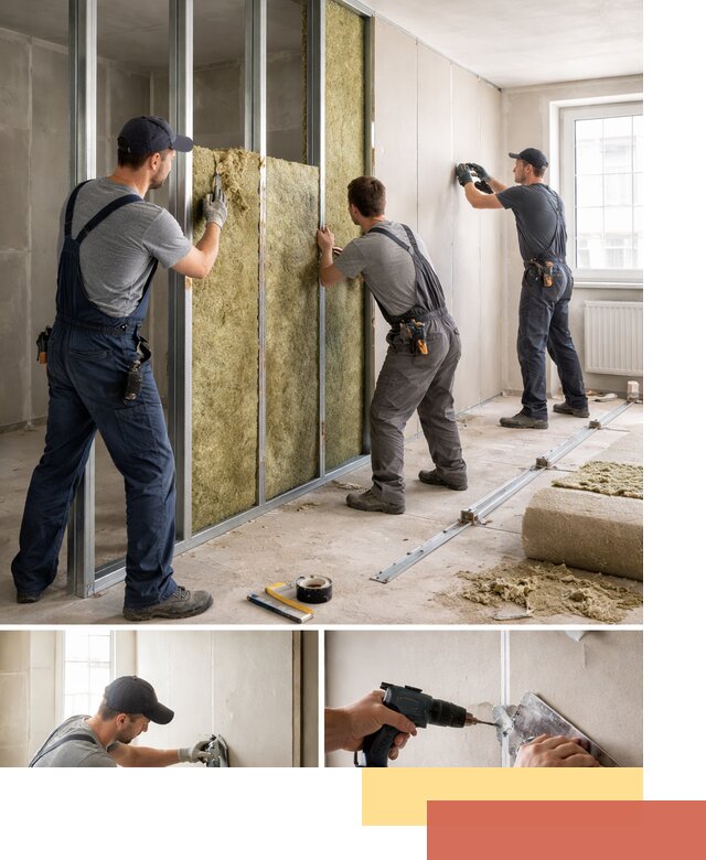 Перегородка из гипсокартона с шумоизоляцией в Сибае — монтаж под ключ