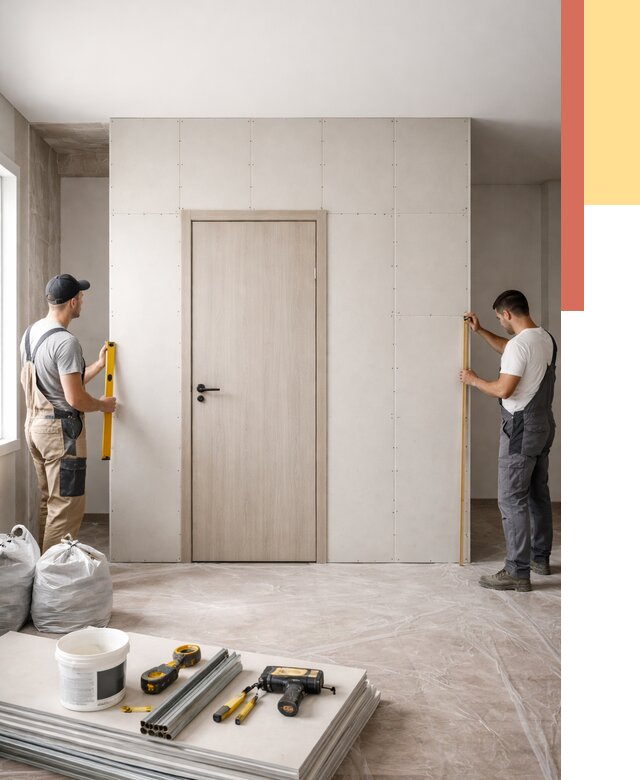 Перегородка из гипсокартона с дверью в Сибае от 4624 руб. под ключ | ОТДЕЛОЧНИК-Сба