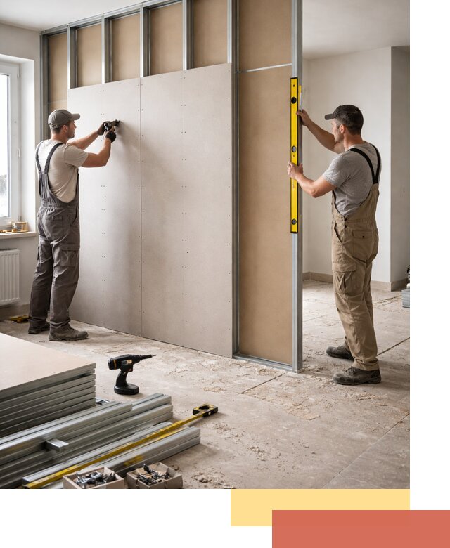 Зонирующая перегородка из гипсокартона под ключ в Сибае