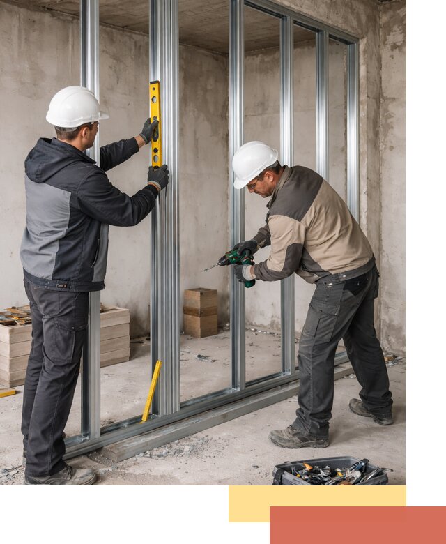 Монтаж каркаса перегородки из профиля в Сибае