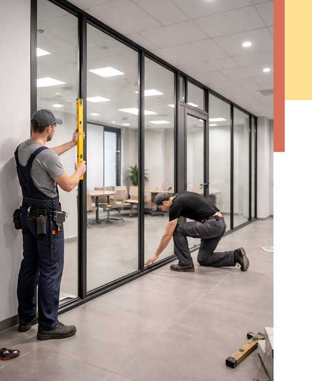 Каркасные стеклянные перегородки в Сибае под ключ от 9454 руб. | ОТДЕЛОЧНИК-Сба