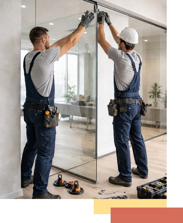 Безрамные стеклянные перегородки под ключ в Сибае