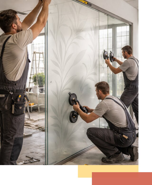 Стеклянные перегородки с рисунком на заказ в Сибае