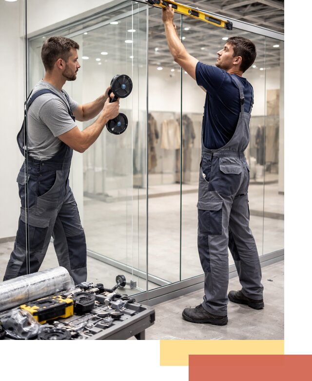 Стеклянные перегородки для магазинов в Сибае — монтаж и установка