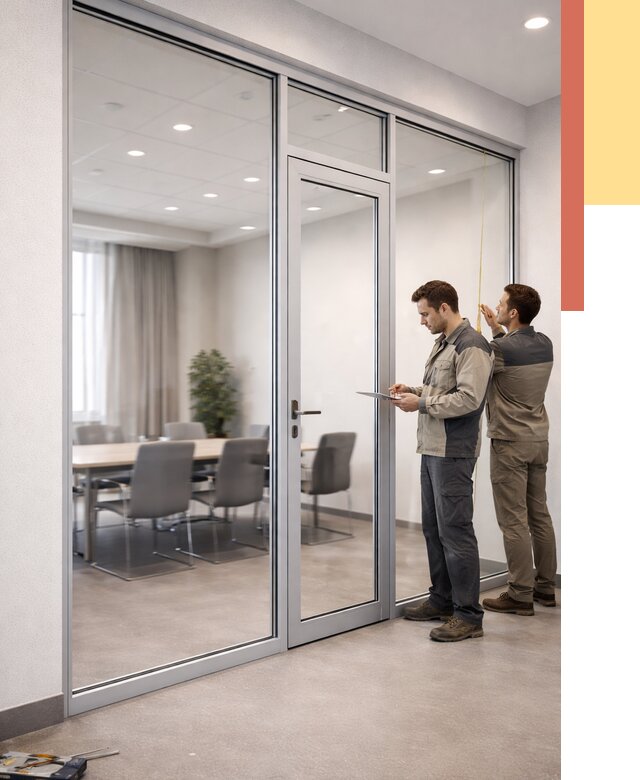 Установка и монтаж алюминиевых перегородок со стеклом в Сибае от 8426 руб. | ОТДЕЛОЧНИК-Сба