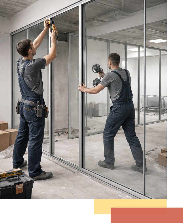 Алюминиевые перегородки со стеклом в Сибае — изготовление и монтаж