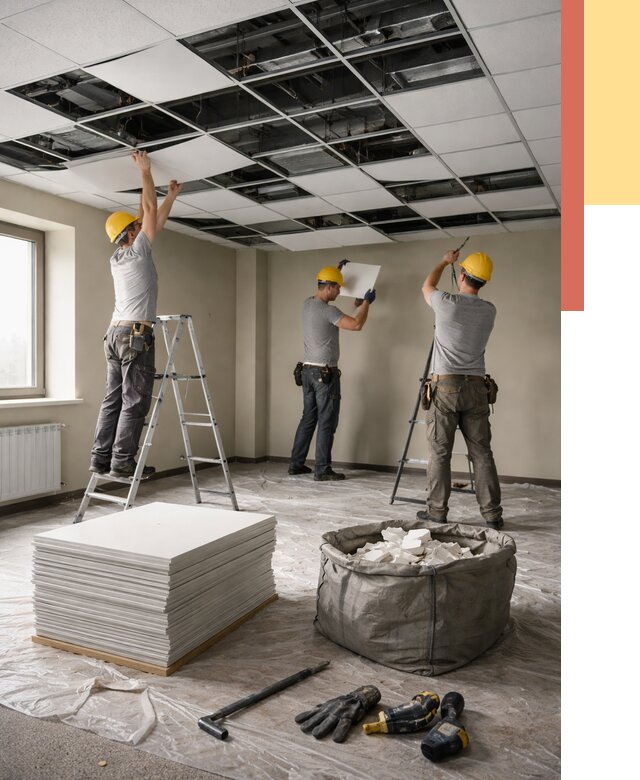 Демонтаж потолка Армстронг в Сибае от 4624 руб. быстро и недорого | ОТДЕЛОЧНИК-Сба