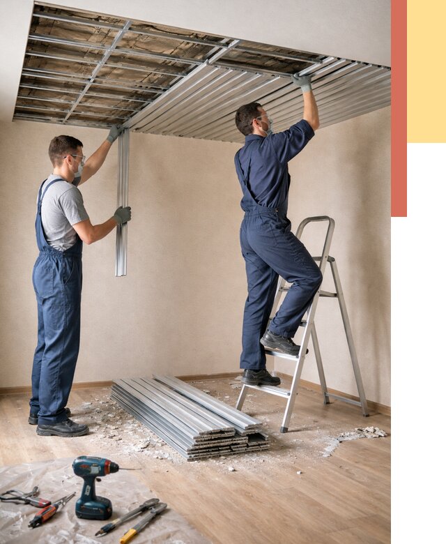 Демонтаж реечного потолка в Сибае от 4624 руб. быстро и недорого | ОТДЕЛОЧНИК-Сба