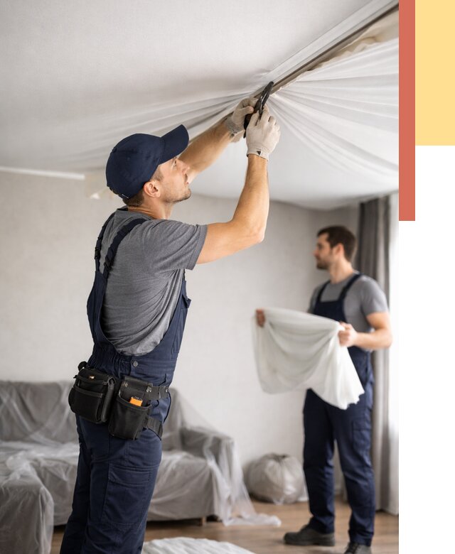 Демонтаж натяжного потолка в Сибае от 4624 руб. — снятие и разбор под ключ | ОТДЕЛОЧНИК-Сба