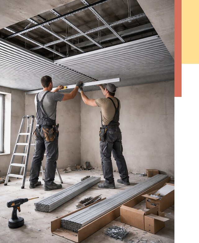 Монтаж реечного потолка в Сибае от 4624 руб. под ключ | ОТДЕЛОЧНИК-Сба