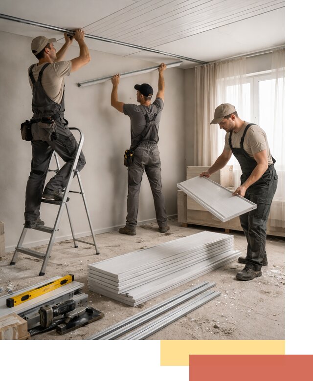 Монтаж потолка из ПВХ панелей в Сибае оперативно и качественно