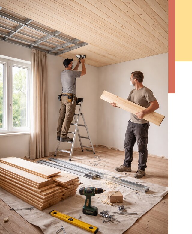 Монтаж потолка из вагонки в Сибае от 6679 руб. | Быстро и недорого — ОТДЕЛОЧНИК-Сба