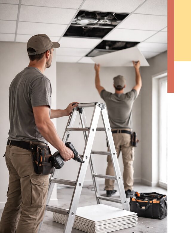 Обслуживание подвесного потолка в Сибае от 3597 руб. — быстро и недорого | ОТДЕЛОЧНИК-Сба