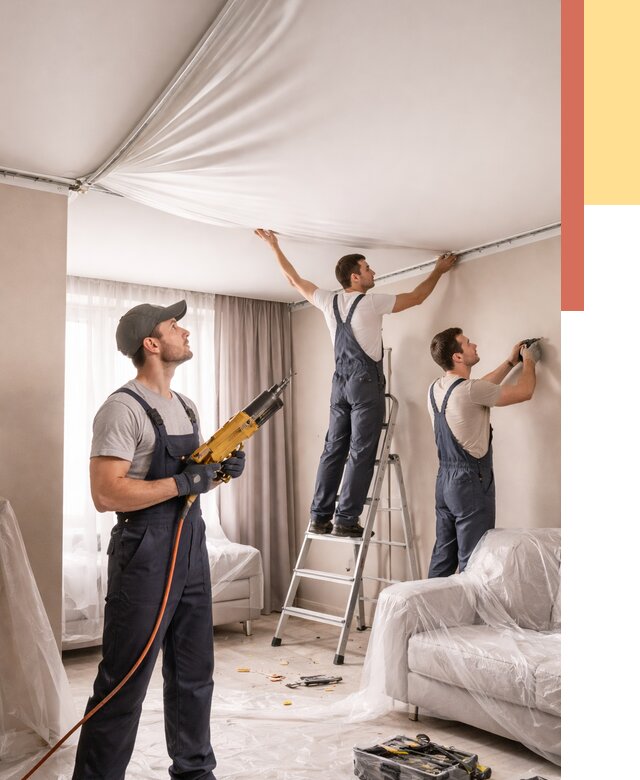 Установка натяжного потолка в Сибае от 4624 руб. | Быстро и недорого — ОТДЕЛОЧНИК-Сба