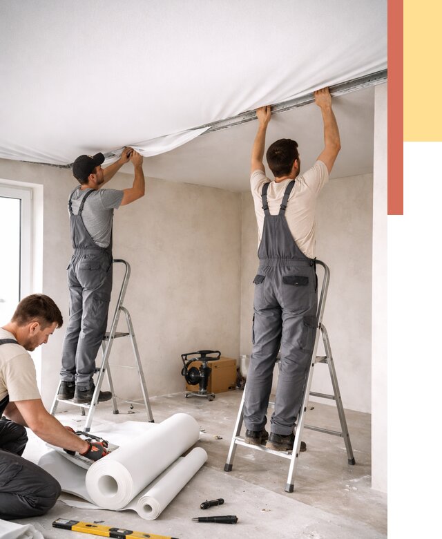 Монтаж тканевого натяжного потолка в Сибае от 3597 руб. под ключ | ОТДЕЛОЧНИК-Сба