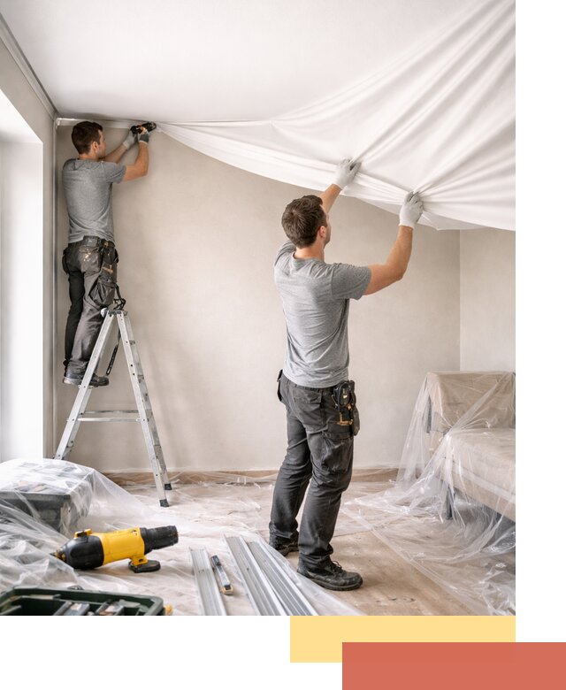 Монтаж тканевого натяжного потолка в Сибае недорого и быстро