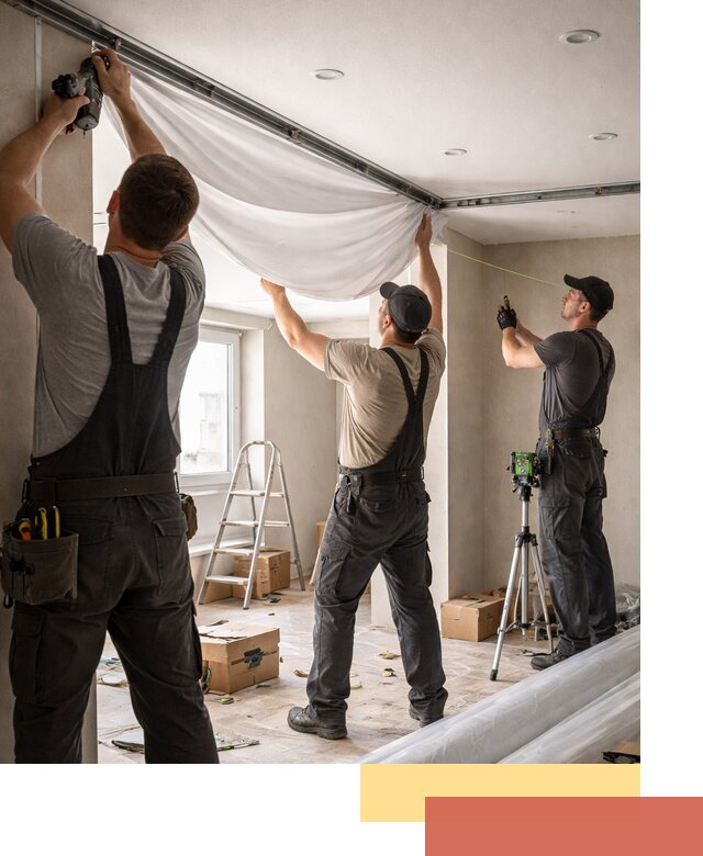 Монтаж парящего натяжного потолка под ключ в Сибае