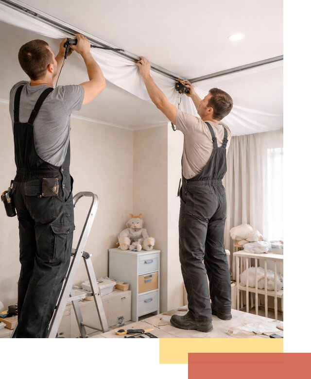 Монтаж натяжного потолка в детской комнате в Сибае