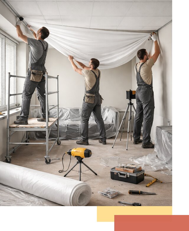 Монтаж натяжного потолка в офисе в Сибае