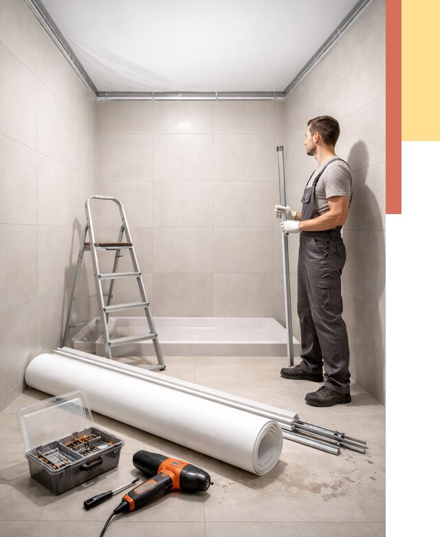 Монтаж натяжного потолка в санузле в Сибае от 1901 руб. — ОТДЕЛОЧНИК-Сба