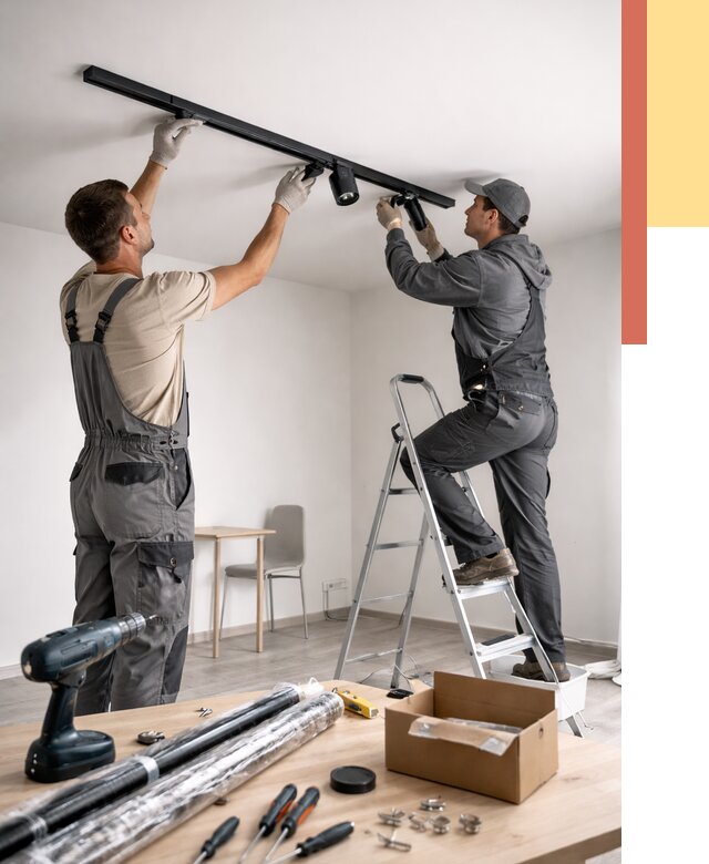 Установка трековых светильников в натяжной потолок в Сибае от 4316 руб. | ОТДЕЛОЧНИК-Сба