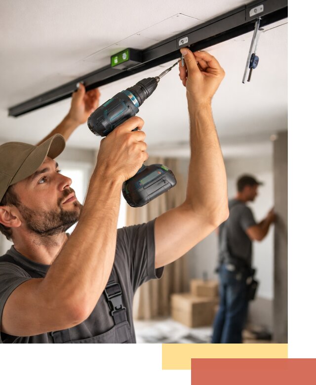 Установка трековых светильников в натяжной потолок в Сибае