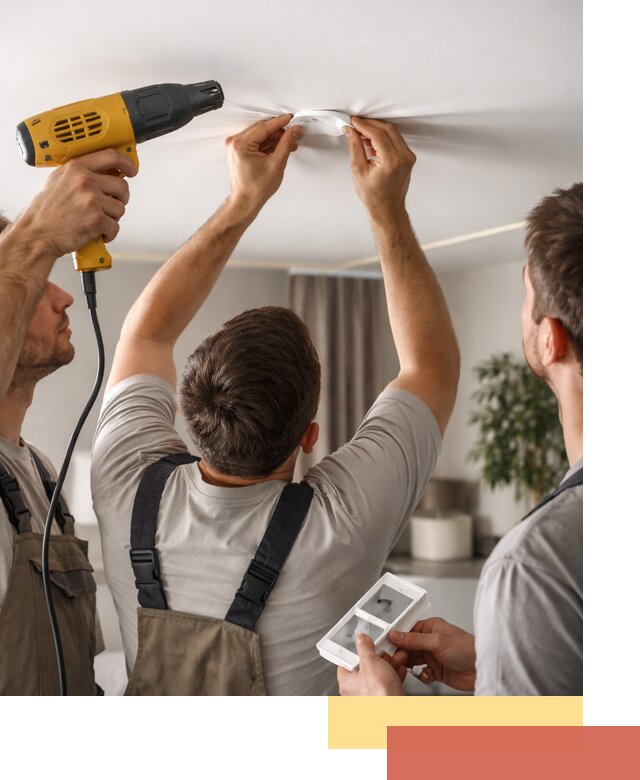 Ремонт прокола полотна натяжного потолка в Сибае