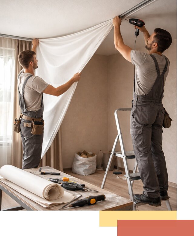 Замена полотна натяжного потолка в Сибае быстро и качественно