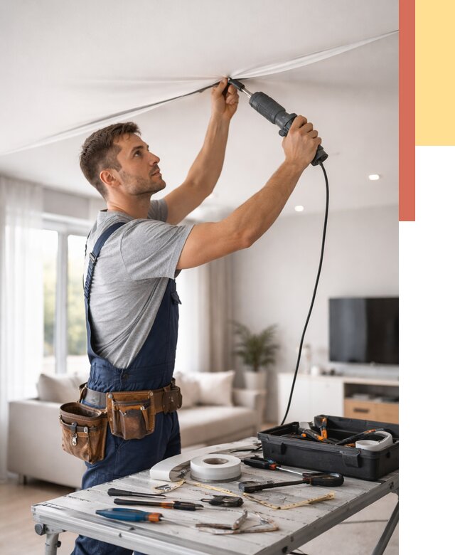 Ремонт натяжных потолков в Сибае от 9762 руб. под ключ — ОТДЕЛОЧНИК-Сба