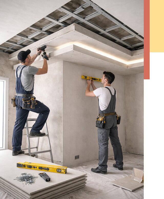 Двухуровневый потолок из гипсокартона в Сибае от 1490 руб. под ключ | ОТДЕЛОЧНИК-Сба