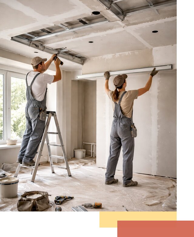 Монтаж многоуровневого потолка из гипсокартона в Сибае