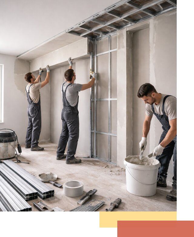 Монтаж потолка из гипсокартона с нишей в Сибае